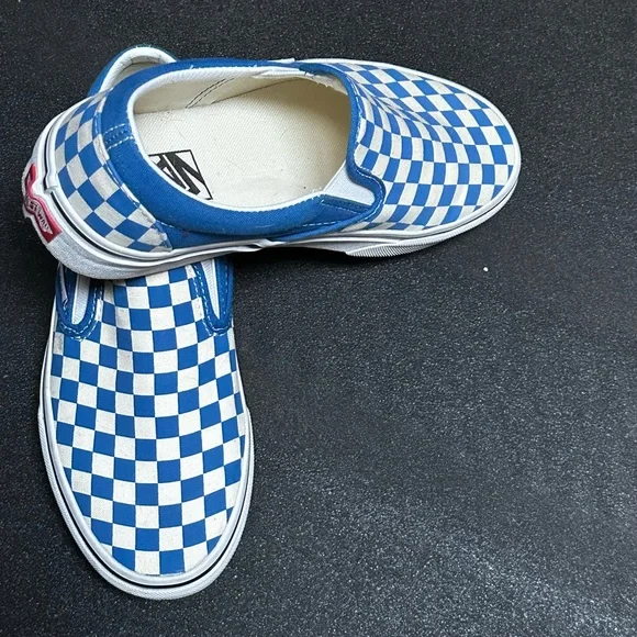 Vans Checkered Slip-On Sneakers Blue and White - Picture 4 of 4